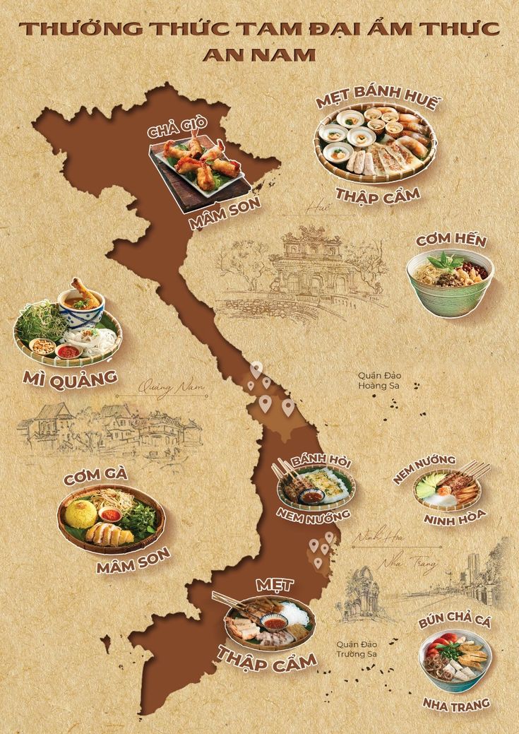 Poster bản đồ ẩm thực Việt Nam — MÂM SON x AMIN.D CONCEPT